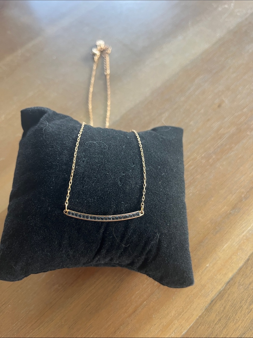 Swarovski Delicate Rose Gold Bar Necklace with Black Stones